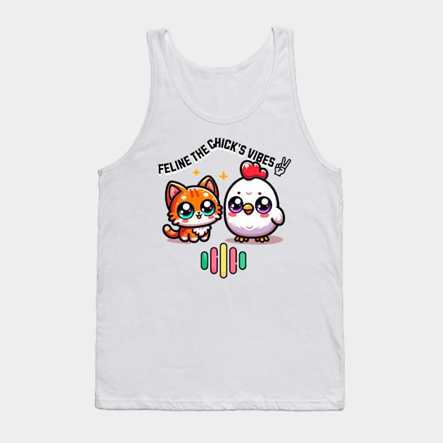 Feline The Chick's Vibes - Kitty and Chicken Tank Top by DaysMoon